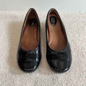 Clarks Artisan Women's Concert Choir Black Leather Ballet Wedge Shoes Size‎ 10 M